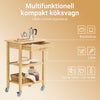 SoBuy FKW135-N Trækul Bambus Køkkenvogn - Trærullevogn til køkkenet, Antibakteriel, Fugtbestandig, Lugtfri, Perfekt til køkken, hjem og spisestue 58×40×86 cm
