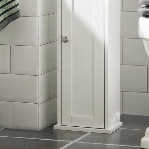 SoBuy Fritstående badeværelsesskab med toiletrulleholder FRG135-W