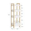 SoBuy FRG226-H-WN Badeværelsesmøbel med 4 hylder - Pladsbesparende toiletskab, smal 20 cm bred toilethylde i træ (hvid/naturlig farve)