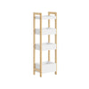 SoBuy FRG226-H-WN Badeværelsesmøbel med 4 hylder - Pladsbesparende toiletskab, smal 20 cm bred toilethylde i træ (hvid/naturlig farve)