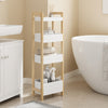 SoBuy FRG226-H-WN Badeværelsesmøbel med 4 hylder - Pladsbesparende toiletskab, smal 20 cm bred toilethylde i træ (hvid/naturlig farve)