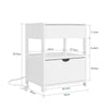 SoBuy FRG258-II-E-W Sengebord med 4-i-1 ladefunktion & opbevaring, Sengebord med skuffer til soveværelse stue ungdom voksne Hvid 45x38x55,5 cm