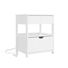SoBuy FRG258-II-E-W Sengebord med 4-i-1 ladefunktion & opbevaring, Sengebord med skuffer til soveværelse stue ungdom voksne Hvid 45x38x55,5 cm