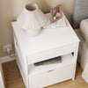 SoBuy FRG258-II-E-W Sengebord med 4-i-1 ladefunktion & opbevaring, Sengebord med skuffer til soveværelse stue ungdom voksne Hvid 45x38x55,5 cm