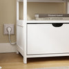 SoBuy FRG258-II-E-W Sengebord med 4-i-1 ladefunktion & opbevaring, Sengebord med skuffer til soveværelse stue ungdom voksne Hvid 45x38x55,5 cm
