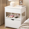 SoBuy FRG258-II-E-W Sengebord med 4-i-1 ladefunktion & opbevaring, Sengebord med skuffer til soveværelse stue ungdom voksne Hvid 45x38x55,5 cm