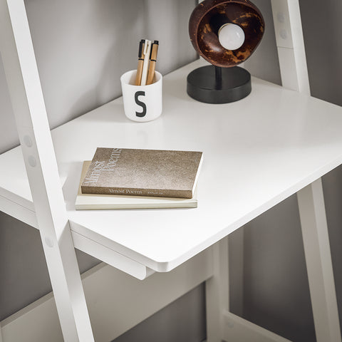 SoBuy Skrivebord med bogreol Hjørnebord Computerbord med hylder hvid FRG60-W