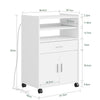 SoBuy FSB09-E-W Køkkenvogn med 4-i-1 ladestation - med hjul eller fødder, 1 skuffe, 2 låger og justerbar hylde, hvid, 61,5 × 40 × 92 cm
