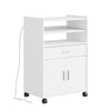 SoBuy FSB09-E-W Køkkenvogn med 4-i-1 ladestation - med hjul eller fødder, 1 skuffe, 2 låger og justerbar hylde, hvid, 61,5 × 40 × 92 cm
