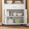 SoBuy FSB09-E-W Køkkenvogn med 4-i-1 ladestation - med hjul eller fødder, 1 skuffe, 2 låger og justerbar hylde, hvid, 61,5 × 40 × 92 cm