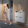 SoBuy FSR100-E-W Skabshængende sko med 19 cm LED til indgang | Elegant opbevaring til entre og entre, moderne design med LED-belysning, ideel til små rum