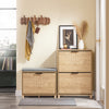 SoBuy FSR200-N Skoskab smal skoopbevaring til entre, skohylde lukket, pladsbesparende, til op til 8 par sko tipsikring, træudseende, B 60 x H88 x D 24 cm（品品）