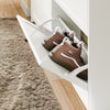 SoBuy FSR208-W Slankt skoskab - Slankt design til små rum - Hvid MDF skohylde med 4 hængslede låger og 2 skuffer - Holder op til 12 par sko - 100 x 19 x 107 cm