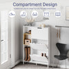 SoBuy FSR209-WN Skoskab Slank hvid bambus - Kompakt skoopbevaring med 3 faner, åben træramme, pladsbesparende design, alsidig opbevaring - til entre, entré, 90 x 19 x 129,5 cm
