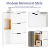 SoBuy FSR209-WN Skoskab Slank hvid bambus - Kompakt skoopbevaring med 3 faner, åben træramme, pladsbesparende design, alsidig opbevaring - til entre, entré, 90 x 19 x 129,5 cm