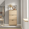 SoBuy FSR213-N smalt skoskab - træskoskab 24 cm bredt, stor kapacitet til sko op til str. 47, nordisk design, ideel til hall, entré, familie, farve træ, mål 60x24x120 cm