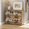 SoBuy FSR214-N smalt skoskab - træskoskab 24 cm bredt, stor kapacitet til sko op til str. 47, nordisk design, ideel til hall, entré, familie, farve træ, mål 100x24x83 cm