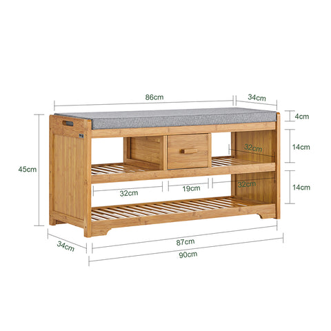 SoBuy Skobænk med hynde skoholder med sæde Træbænk, Skoreol, FSR75-N
