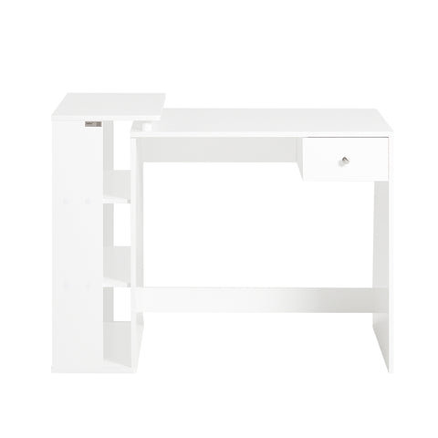 SoBuy Skrivebord med bogreol Computerbord med skuffe Skriveb, Længde 101 cm Bredde 60 cm Højde 76 cm hvid  FWT35-W