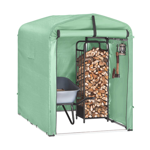 SoBuy Cykelgarage Vejrbestandigt udstyr Skur Cykelgarage til 1-2 cykler carport telt med UV-beskyttelsescykelskur til regnovertræk Terrace Motorcykel Garage House Green 120 X 163 x 176 cm KLS11-Gr