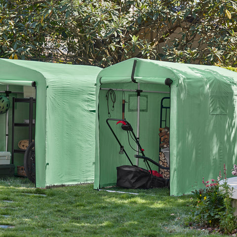 SoBuy Cykelgarage Vejrbestandigt udstyr Skur Cykelgarage til 1-2 cykler carport telt med UV-beskyttelsescykelskur til regnovertræk Terrace Motorcykel Garage House Green 120 X 163 x 176 cm KLS11-Gr