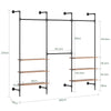 SoBuy KLS03-II-HG Justerbar og stabil tøjstativ - Teleskopisk åben garderobe til soveværelse og walk-in closet, grå