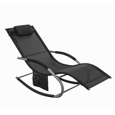 SoBuy Lænestol med lomme Liggestol Solvogn Relaxstol GARDINER  Standkapacitet: 150 kg svart OGS28-SCH