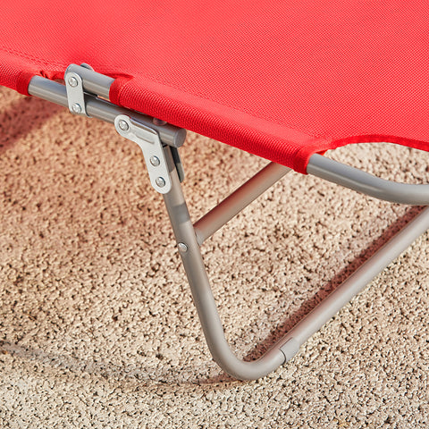 SoBuy 2 stk Sammenklappelige liggestole med nakkestøtte Solsenge med lomme Relaxstole Rød OGS35-Rx2