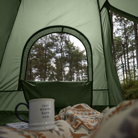 SoBuy Sammenfoldelig 4-i-1 campingtelt med hævet seng til 2 personer-inklusive alus seng, sovepose, luftmadras og bærepose-maksimal vægt 180 kg-grøn | OGS61-l-gr