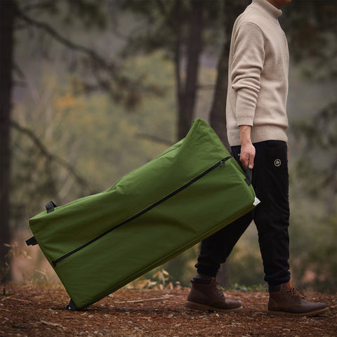 SoBuy Sammenfoldelig 4-i-1 campingtelt med hævet seng til 2 personer-inklusive alus seng, sovepose, luftmadras og bærepose-maksimal vægt 180 kg-grøn | OGS61-l-gr