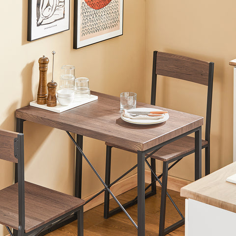 SoBuy Spisebord med 2 stole, Køkkenbord med 2 skamler i industriel stil Barbord Loungebord højt bord OGT19-N
