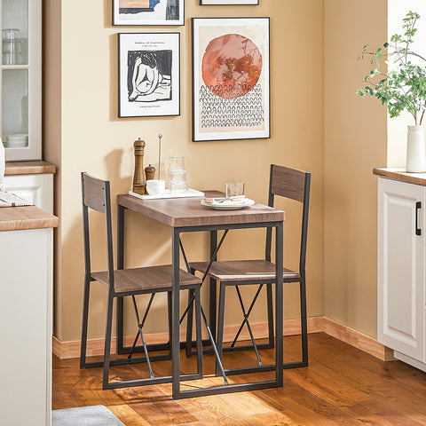 SoBuy Spisebord med 2 stole, Køkkenbord med 2 skamler i industriel stil Barbord Loungebord højt bord OGT19-N