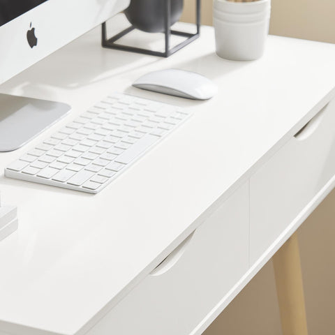 SoBuy Skrivebord med 2 skuffer  Computerbord  B90cm x D45 cm x H77 cm. hvid FWT40-WN