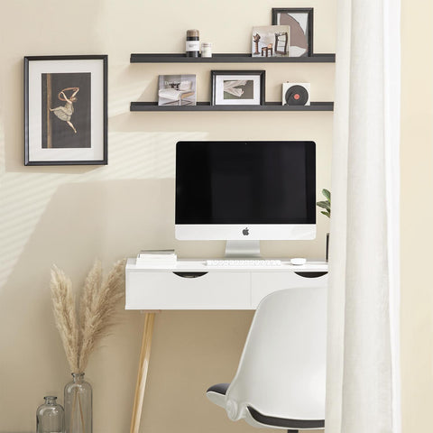 SoBuy Skrivebord med 2 skuffer  Computerbord  B90cm x D45 cm x H77 cm. hvid FWT40-WN