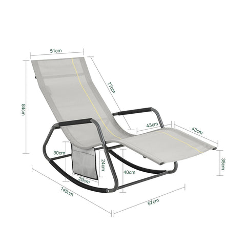 SoBuy Gyngestol med lomme og fotstöd Liggestol RelaxstolBelastning 120 kg OGS47-HG