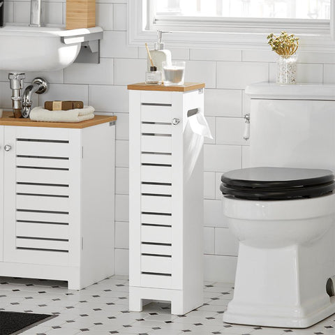 SoBuy Toiletpapirholder Toiletrulleholder Toilet opbevaring BZR85-W