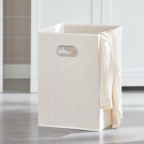 SoBuy Badeværelsesskab med 2 vaskekurve og 2 skuffer Badeværelseshylde med vasketøjspose, hvid, Længde 78 cm Bredde 35 cm Højde 90 cm BZR33-W