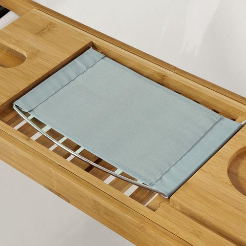 SoBuy Badekarhylde med bøger og tabletstøtte i bambus Hylde til badekar justerbare i Længde 70-104 cm FRG207-N