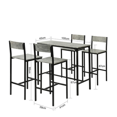 SoBuy Højt barbord med 4 skamler Spisebord Køkkenbord OGT14-HG