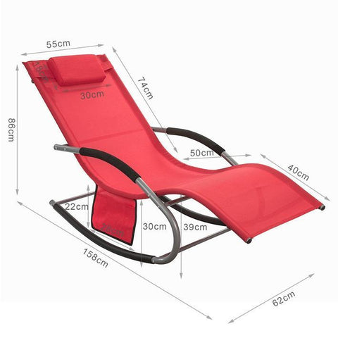 SoBuy Lænestol med lomme Liggestol Solvogn Relaxstol GARDINER  Standkapacitet: 150 kg rød OGS28-R