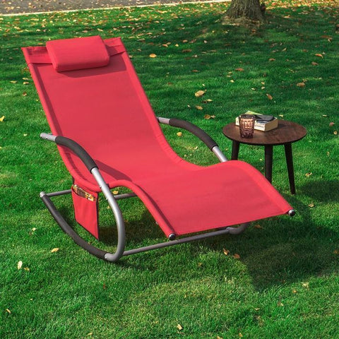 SoBuy Lænestol med lomme Liggestol Solvogn Relaxstol GARDINER  Standkapacitet: 150 kg rød OGS28-R