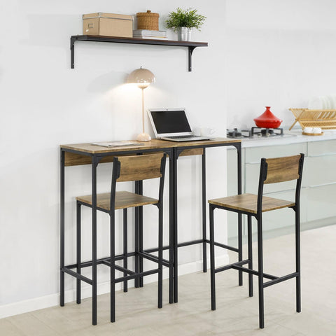 SoBuy Køkkenbord med 2 skamler Barbord højt bord Altanbord Loungebord Spisebord med stole OGT42-F