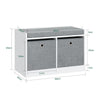 SoBuy Bænk med kasser til opbevaring, Hvid og grå L68 * W32 * H45cm FSR65-K-DG