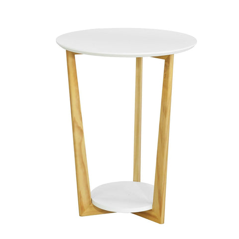 SoBuy Sofabord Hjørnebord Cafébord med hylder Længde 45 cm Bredde 45 cm Højde 60 cm hvid FBT52-WN