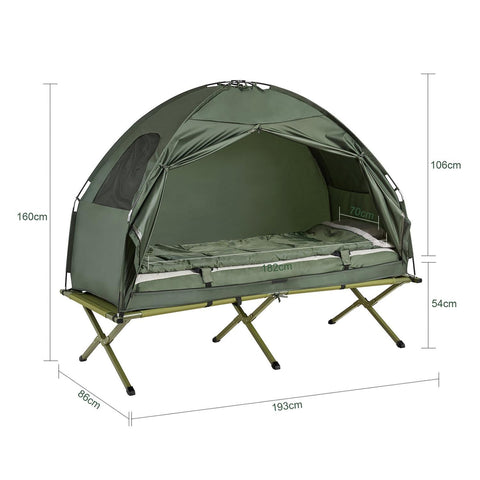 SoBuy, telt med sovepose til campingstol, luftmadras, sammenklappelig barneseng og tilbehør til 1 personer, OGS32-GR