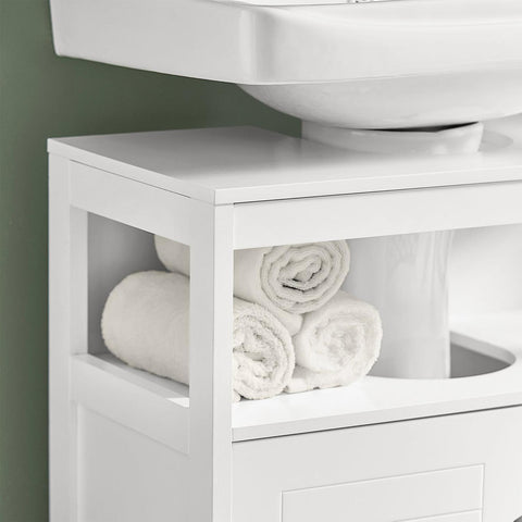 SoBuy Underskab til vask Badeværelsesskab med 2 låger Badeværelsesreol hvid FRG128-II-W